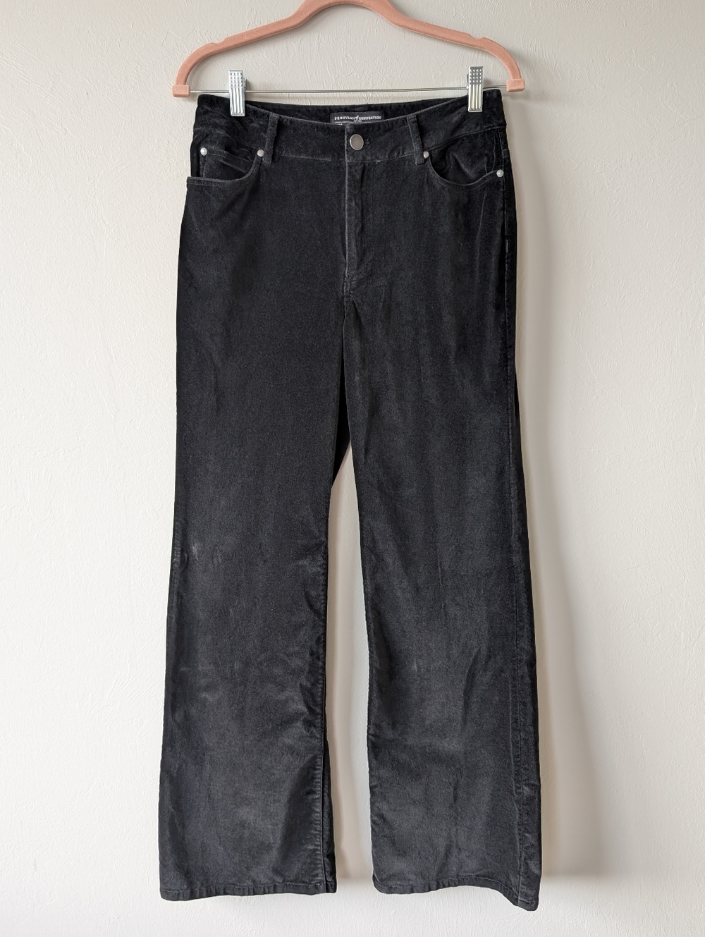 Peruvian Connection Black Soft Velvet Wide-Leg Pants Size 6